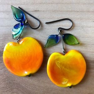 Glass cherry/apple earrings